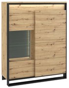 VITRÍNA MAXIMO DUB ARTISAN / ČIERNA LED 110 cm