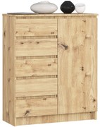 Komoda JERRY 80 cm 1 dvere 5 zásuviek remeselný dub