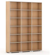 Knižnica SILVER LINE, 3 stĺpce, 2230 x 1800 x 400 mm, buk