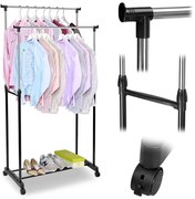 Vešiakový stojan na kolieskach WALERIA čierny