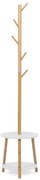 Věšák dřevěný stojanový, masiv bambus, bílá barva + přírodní odstín