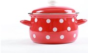 BELIS smaltovaný hrniec červený s bielymi bodkami, 2,1L