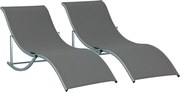 Outsunny Sada 2 slnečných ležadiel s ergonomickým dizajnom z hliníka a textilénu, tmavá šedá, 165 x 61 x 63 cm | Aosom