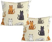 Sada 2 ks dekoračných obliečok na vankúš COLORED CATS BLEND 45x45 cm, krémová