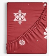 Goldea bavlnená napínacia plachta - snehové vločky na červenej 90 x 200 cm