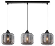 Závesné svietidlo Riffle, 3x grafitové sklenené tienidlo