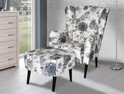 Kreslo s taburetom Canto, šedý kvetinový motív%