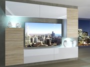 Obývacia stena 250 cm Belini biely lesk / dub sonoma Imperium8 IMP 8/5/W/WDSDSW/0/0