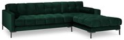 Tmavozelená zamatová rohová pohovka Cosmopolitan Design Bali, pravý roh