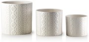 Sada 3 kvetináčov Neva VII biela so vzorom