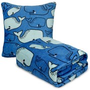 Domarex Komplet BLUE OCEAN Deka 130 x 170 cm + obliečka na vankúš 40 x 40 cm Veľryby