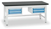 Pracovný stôl do dielne BL s 2 závesnými boxami na náradie, MDF + PVC doska, 4 zásuvky, 1800 x 750 x 800 mm