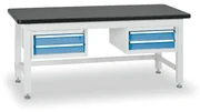 Pracovný stôl do dielne BL s 2 závesnými boxami na náradie, MDF + PVC doska, 4 zásuvky, 1800 x 750 x 800 mm
