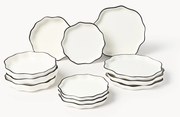 Porcelánová súprava riadu's vlnitým okrajom Bia, 12 ks