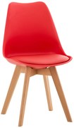 Stolička Linares - plast, drevené nohy natura - Červená