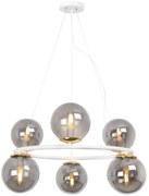 Závesné svietidlo Paris, 6x grafitové sklenené tienidlo, W/G, O