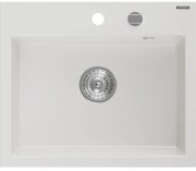 Mexen Oscar, 1-komorový granitový drez 580x490x205 mm, biela, 6519581000-20