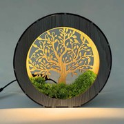Drevené svetlo na nočný stolík Strom života s machom | ZOI: HDF - Orech 20 cm 4788-115195 LED0611