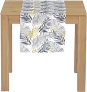 Behúň na stôl 40x150 cm, listy, biely%