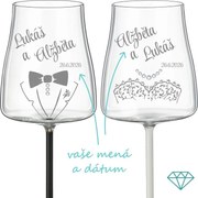 Svadobné poháre na víno Wedding s kryštálmi 2 ks
