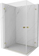 Mexen Lunar-B Duo, výklopný sprchový kút 80 x 70 cm, 8mm číre sklo, zlatý profil, 832-080L-070P-50-00