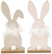 Stojaci drevený zajačik FLUFFY BUNNY 19 cm - viac variantov