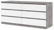 Komoda Jednoduchá I betón/biela lesklá