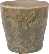 Zelený keramický obal na kvetináč s kvetmi Timothée L - Ø 14*13 cm