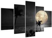 Obraz - Pláž za splnu v šedých tónoch (150x105 cm)