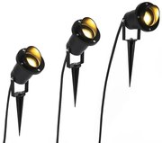 Sada 3 záhradných bodových svetiel čiernych vrátane kábla a zástrčky IP65 - Done