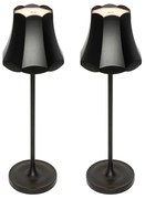 Sada 2 retro stolných lámp čiernych nabíjateľných IP44 - Granny
