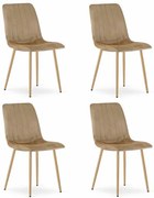 Set štyroch jedálenských stoličiek LAVA zamatové hnedé / drevené nohy (4 ks)