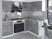 Kuchynská linka Belini 300 cm šedý antracit Glamour Wood s pracovnou doskou Armin3  TOR ARMIN3/1/WT/GW1/0/U