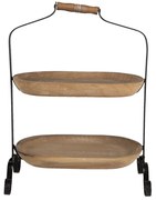 Drevený 2-poschodový oválny etažér Devra  - 38*21*50 cm