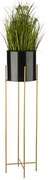 KOVOVÝ KVETINÁČ SO STOJANOM GLAMOUR 95X24 CM ČIERNA/ZLATÁ
