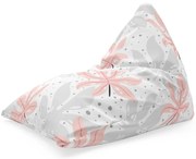 Sedací vak Triangl biele a ružové listy, ružová / biela
