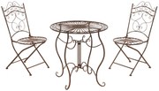 Súprava kovových stoličiek a stola Indra (SET 2+1) - Hnedá antik