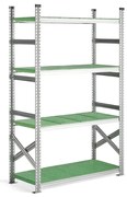Regál na potraviny TRANSFORM, základná sekcia, 1972x1200x500 mm, zelený