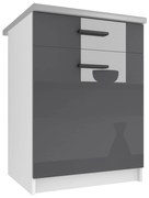 Kuchynská skrinka Belini spodná so zásuvkami 60 cm šedý lesk s pracovnou doskou INF SDSZ1-60/0/WT/S/0/B1