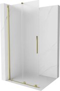 Mexen Velar, sprchová zástena s posuvnými dverami Walk-in 100 x 200 cm, 8mm sklo námraza, zlatá lesklá, 871-100-000-33-50