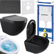 BPS-koupelny Podomietkový modul Geberit DuoFix s WC misou NERO-MTB-03 + ovládacie tlačidlo Delta 50 čierna mat
