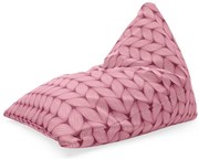 Sedací vak Triangl ružové pletenie z vlny, ružová