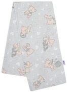NEW BABY Bavlnená plienka s potlačou New Baby sivá medvedík a srdiečko