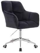 LuxuryForm DESIGN Kreslo AMALFI VELUR na striebornej podstave s kolieskami - čierne