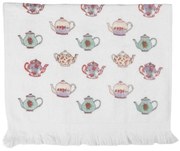 Biely kuchynský froté uterák s farebnými kanvičkami - 40*66 cm