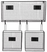 Čierny kovový nástenný stojan Set s košíkmi - 56 * 12 * 65 cm