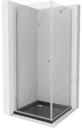 Mexen Pretoria, sprchovací kút 70 (dvere) x 70 (stena) cm, 6mm číre sklo, chrómový profil + čierna sprchová vanička, 852-070-070-01-00-4070