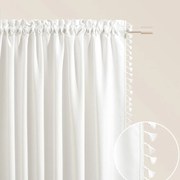 Biely záves Lara na riasiacu pásku so strapcami 140 x 280 cm