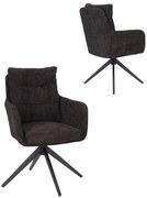 Otočná stolička s podrúčkami Fioro, čierna