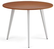 Konferenčný stôl PRIMO VIBE, priemer 100 cm, biela podnož, čerešňa